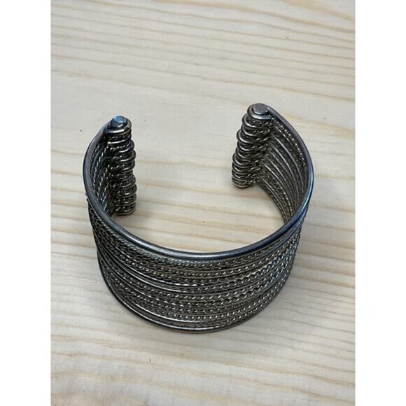 Silver-Tone Cuff Bracelet With Inticate Design Adjustable Fit - Picture 4 of 6